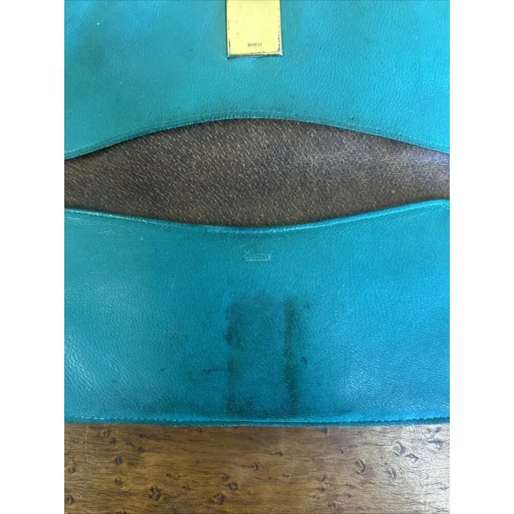 Vintage 1970’s Gucci Interlocking G Clasp Long Wallet Brown Green 6 3/4” - Picture 7 of 10